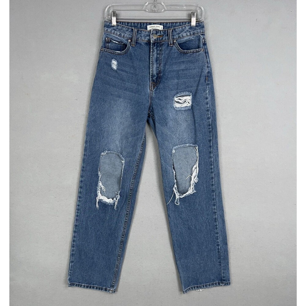 Hammer Jeans Womens 3 Blue Denim Distressed Ripped Y2K Street Grunge Coastal LA